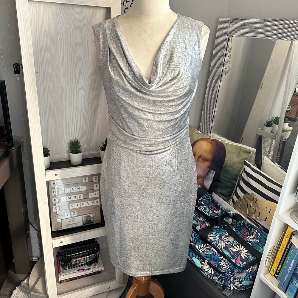 I LE NEW YORK | metallic silver dress size 6